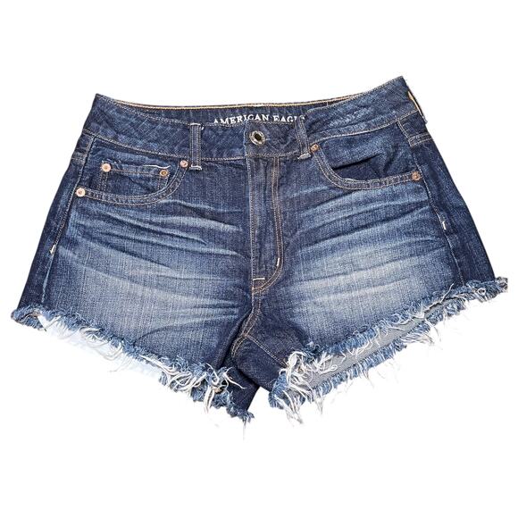 American Eagle Outfitters High Rise Festival Cut Off Denim Shorts Blue Size 6 - Picture 2 of 5